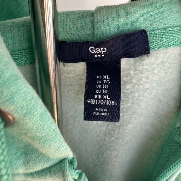 GAP Logo Full Zip Hoodie Green XL - Picture 2 of 5